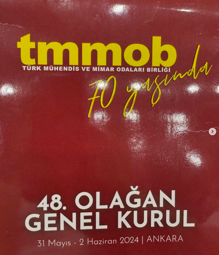 31 Mayıs ve 2 Haziran 2024 tarihlerinde Kocatepe Kültür Merkezi/Ankara da başlayan TMMOB 48. Olağan Genel Kuruluna TMMOB Maden Mühendisleri Odası Delegeleri olarak katılım sağlandı.