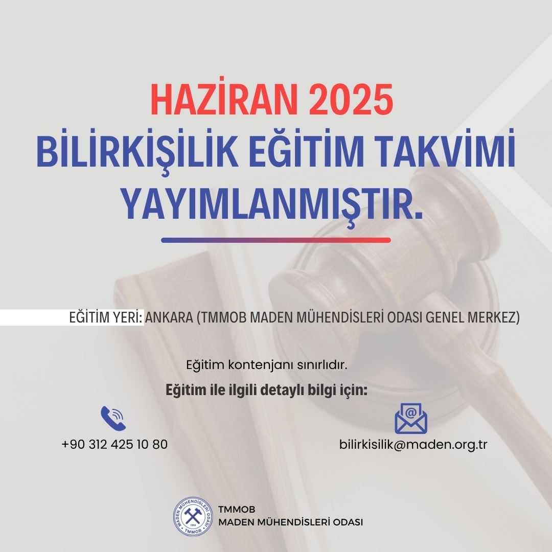 HAZİRAN 2025 BİLİRKİŞİLİK EĞİTİM TAKVİMİ YAYIMLANMIŞTIR.